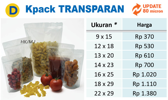 standing pouch transparan bening